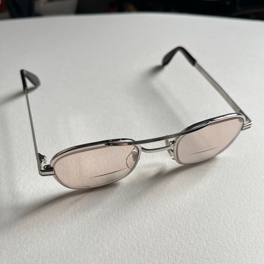 VTG Z87 ADEN USA Safety Glasses Pink Tint Bifocal Slvr Metal Frame